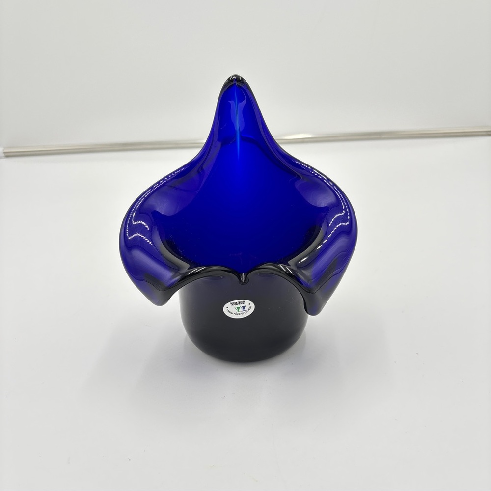 Wanda Handmade Poland Candleholders Cobalt Blue Blown Glass Art Votive Accents